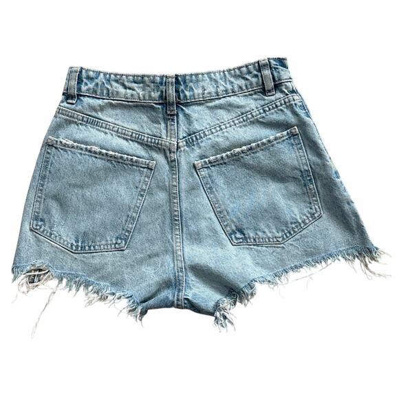 Zara Frayed Hem High Rise Button Fly Denim Shorts Size 4 - Picture 4 of 8